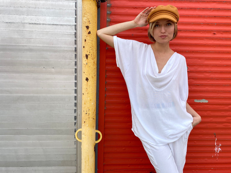 Short Sleeve Cowl Neck